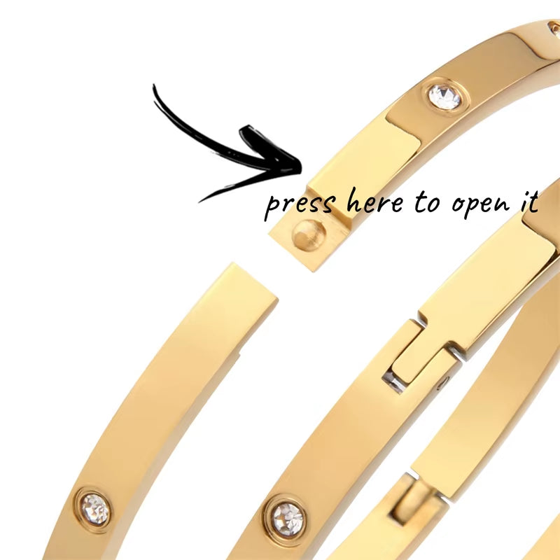 Stainless Steel Bracelets on Hand 6Mm 4Mm Bangles for Women Jewelry Lady Girl Women'S Fashion Rhinestone Titanium Designer Gifts