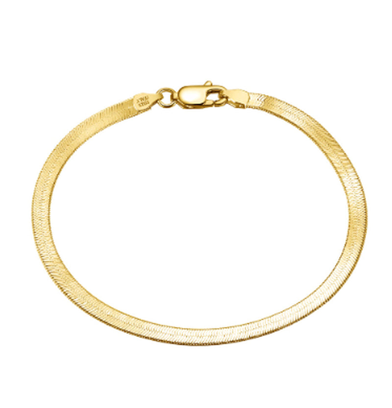 S925 Sterling Silver Bracelet Flat Snake Bone